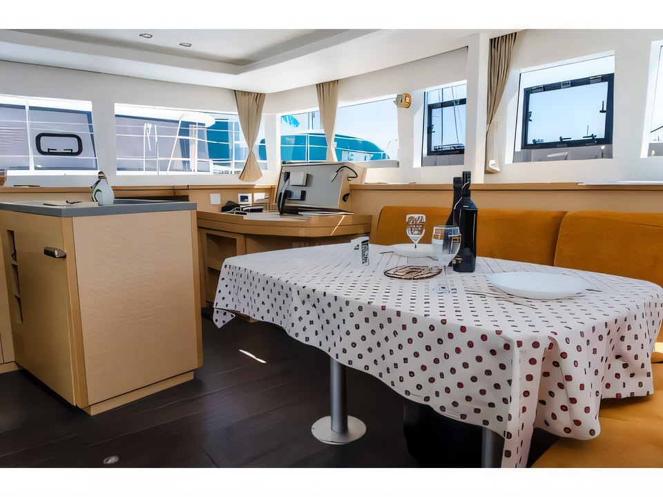 Interior of Lagoon 450 equipped with generator, A / C (saloon+cabins), ice maker catamaran with 6 cabins Croatia yacht charter
