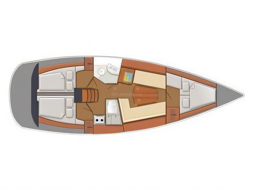 Delphia 37.3 yacht layout 3 cabins Croatia charter