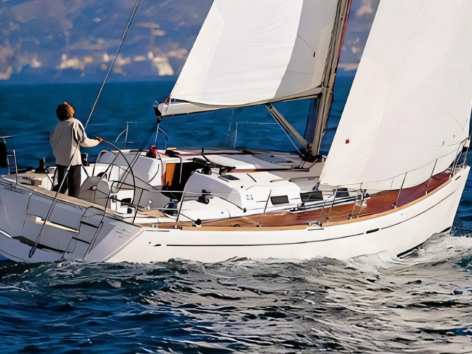 Exterior overview of Dufour 44 sail boat for charter from Adriatic Croatia