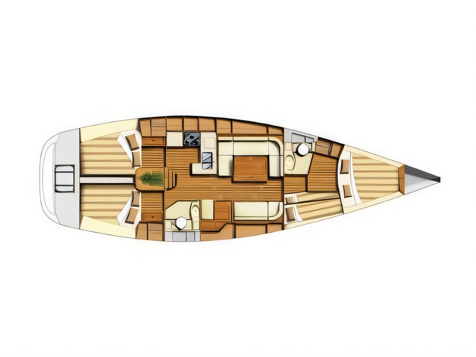Layout of Dufour 44 sail boat with 4 cabins Croatia yacht charter