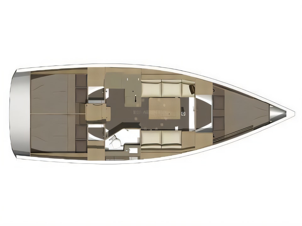 Layout of Dufour 350 Grand Large sail boat with 3 cabins Croatia yacht charter
