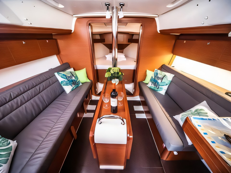 Interior of Dufour 350 Grand Large sail boat with 3 cabins Croatia yacht charter