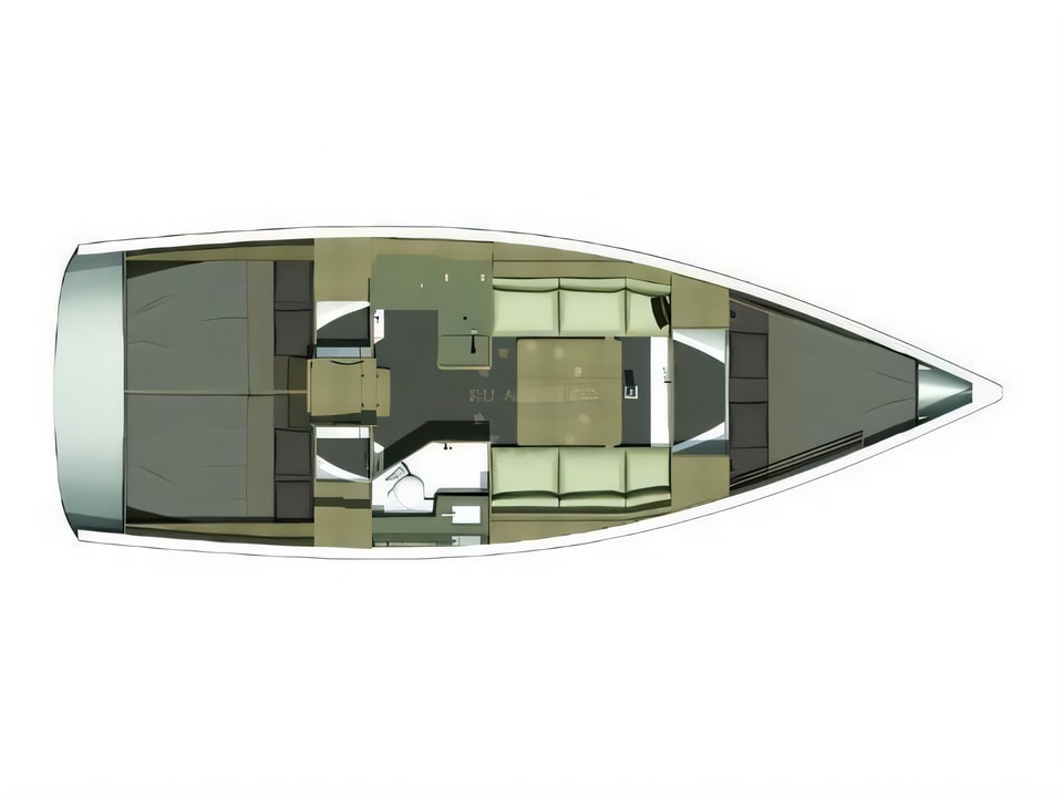 Layout of Dufour 350 Grand Large sail boat with 3 cabins Croatia yacht charter