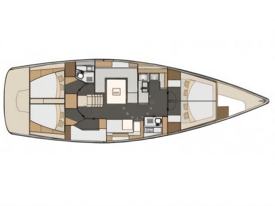 Layout of Elan 50 Impression - with AC sail boat with 5 cabins Croatia yacht charter