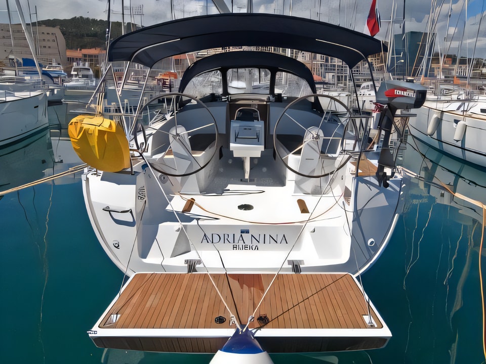 Exterior overview of Bavaria 37 Cruiser sail boat for charter from Split ACI Marina in the Split sailing area Croatia