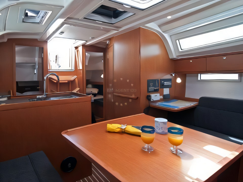 Interior of Bavaria 37 Cruiser sail boat with 3 cabins Croatia yacht charter