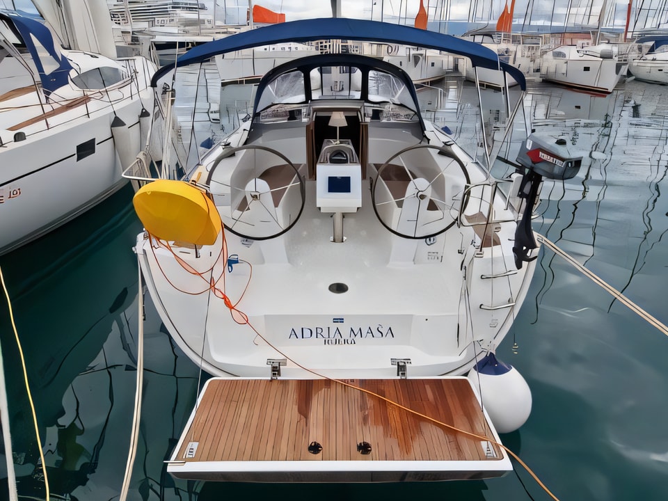 Exterior overview of Bavaria Cruiser 34 sail boat for charter from Split ACI Marina in the Split sailing area Croatia