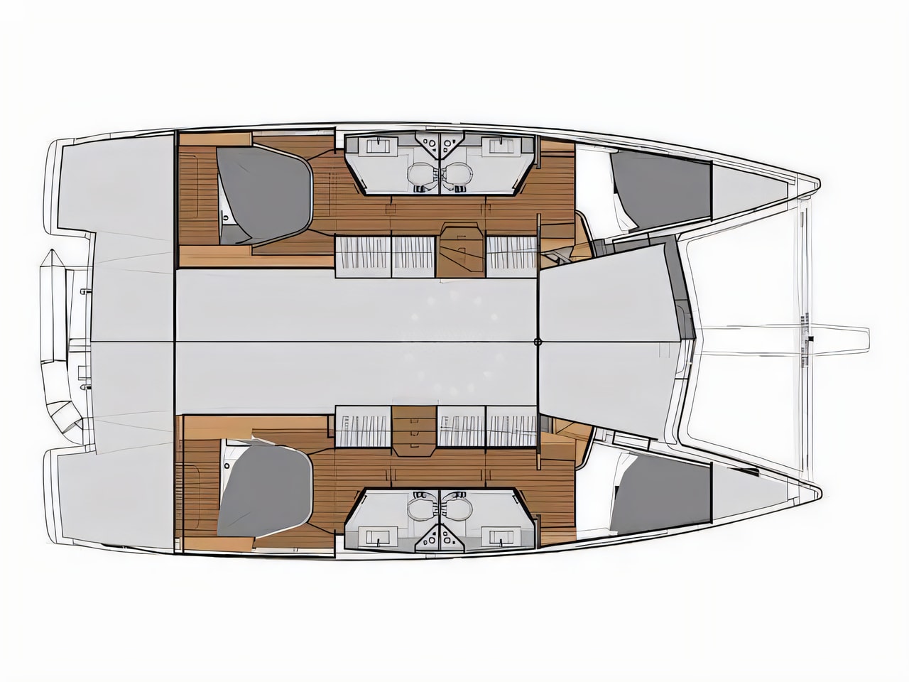 Interior of Lucia 40 catamaran with 4 cabins Croatia yacht charter