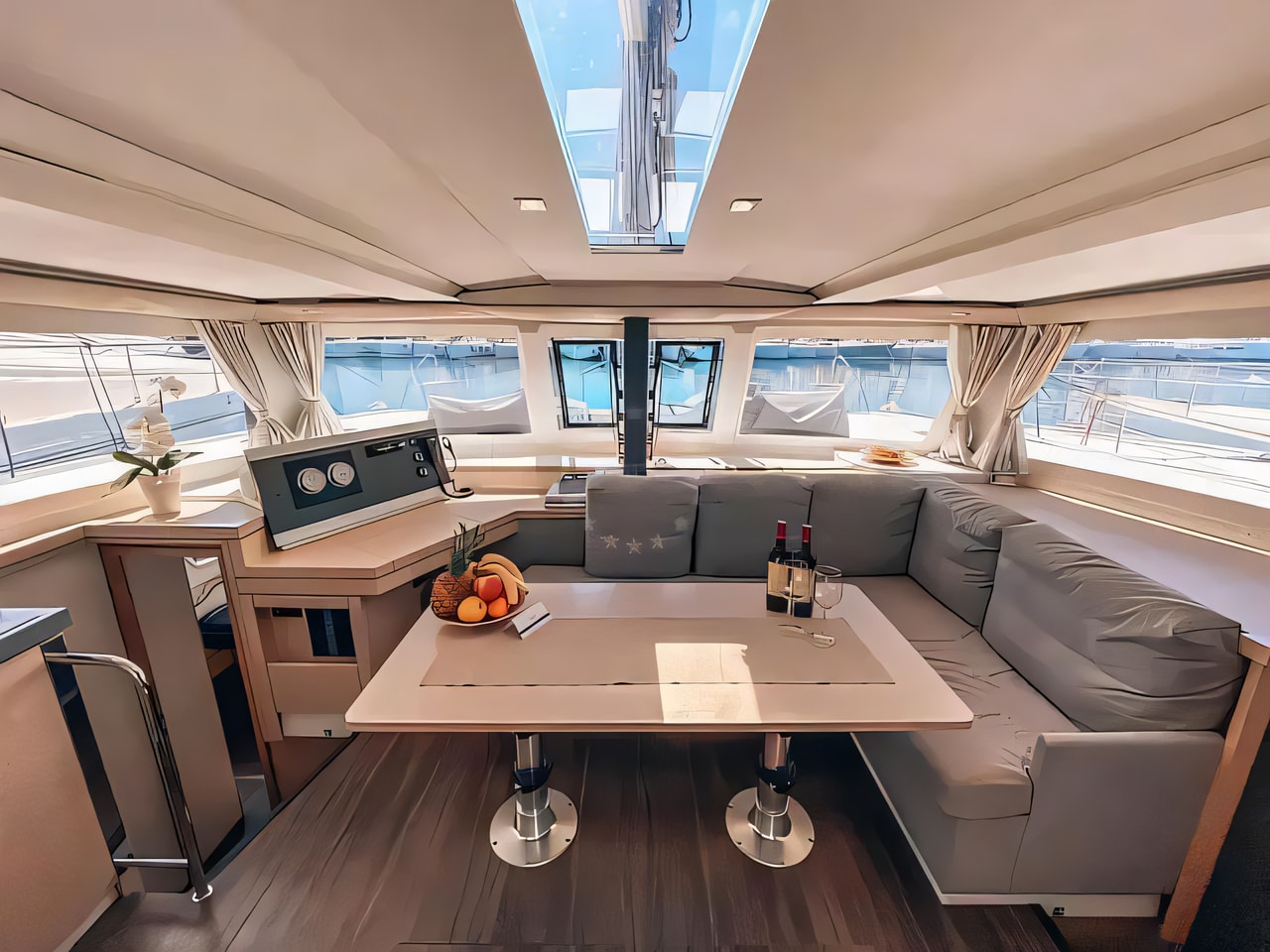 Layout of Lucia 40 catamaran with 4 cabins Croatia yacht charter