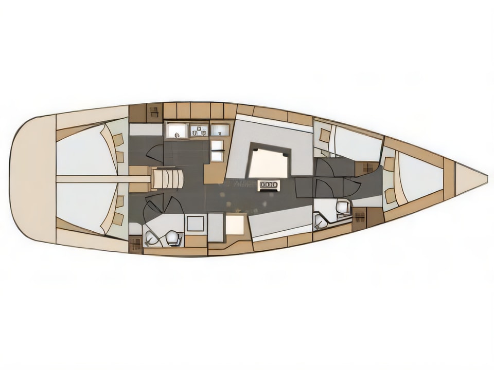Elan Impression 45 yacht layout 4 cabins Croatia charter