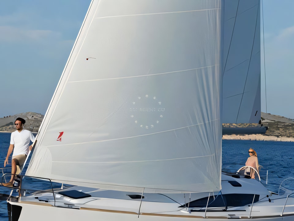Exterior overview of Elan 40 Impression - with AC sail boat for charter from Zadar Marina in the Kornati sailing area Croatia