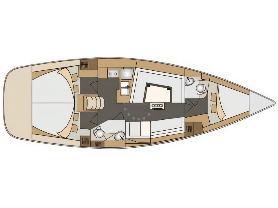 Layout of Elan 40 Impression - with AC sail boat with 3 cabins Croatia yacht charter