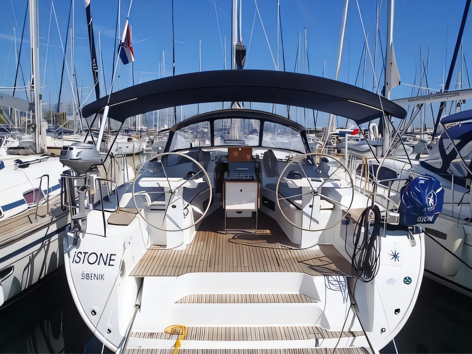 Exterior overview of Bavaria Cruiser 45 sail boat for charter from Zadar Marina Zadar in the Zadar sailing area Croatia