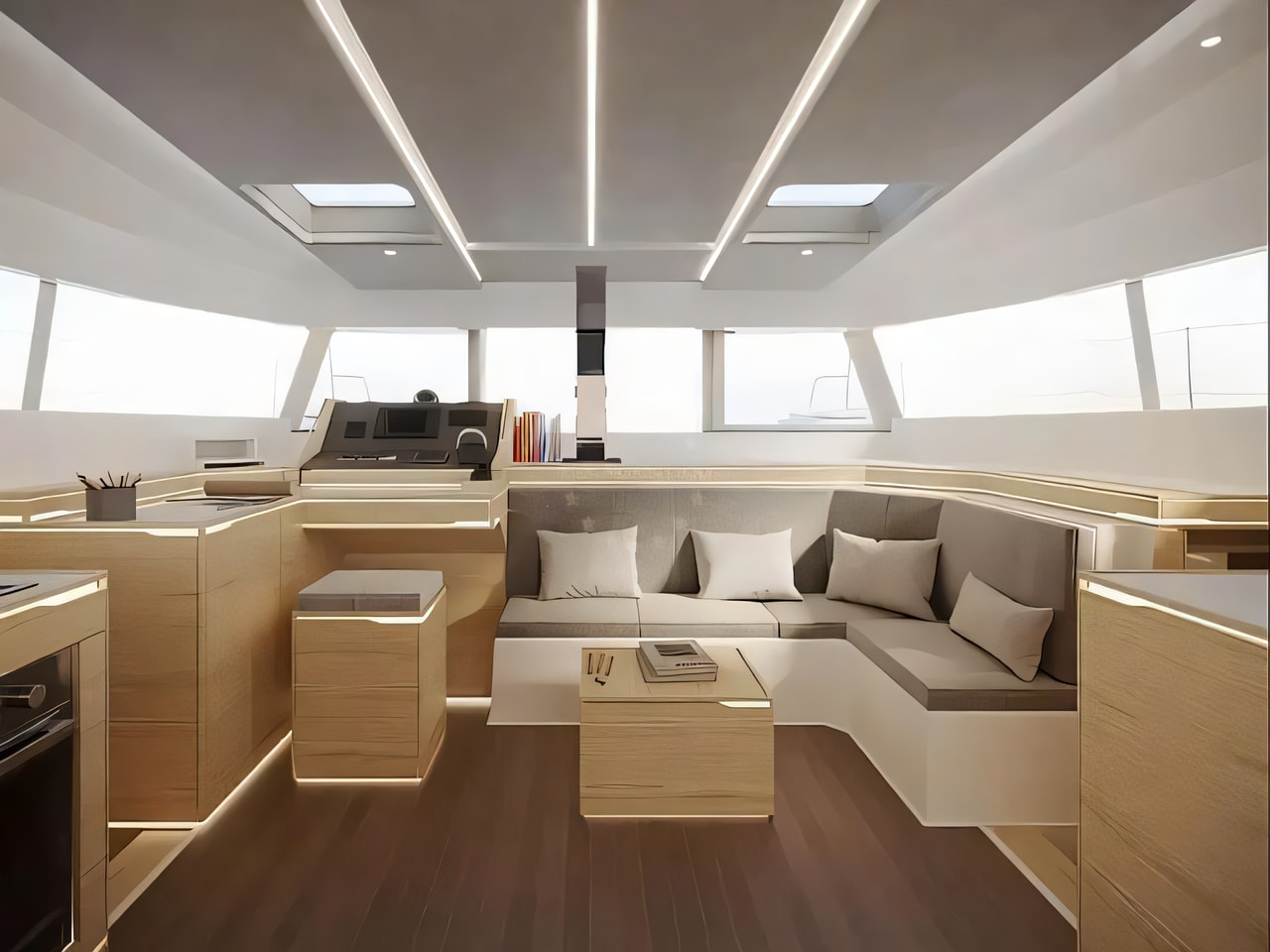 Layout of Cervetti 44 catamaran with 4 cabins Croatia yacht charter