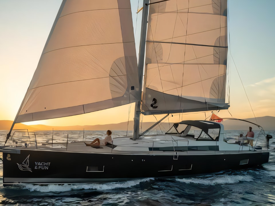 Exterior overview of Oceanis 55 sail boat for charter from Seget Donji Marina Baotic in the Split sailing area Croatia