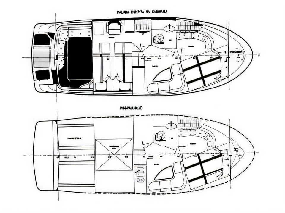 Layout of Mirakul 30 Sport motor boat with 2 cabins Croatia yacht charter