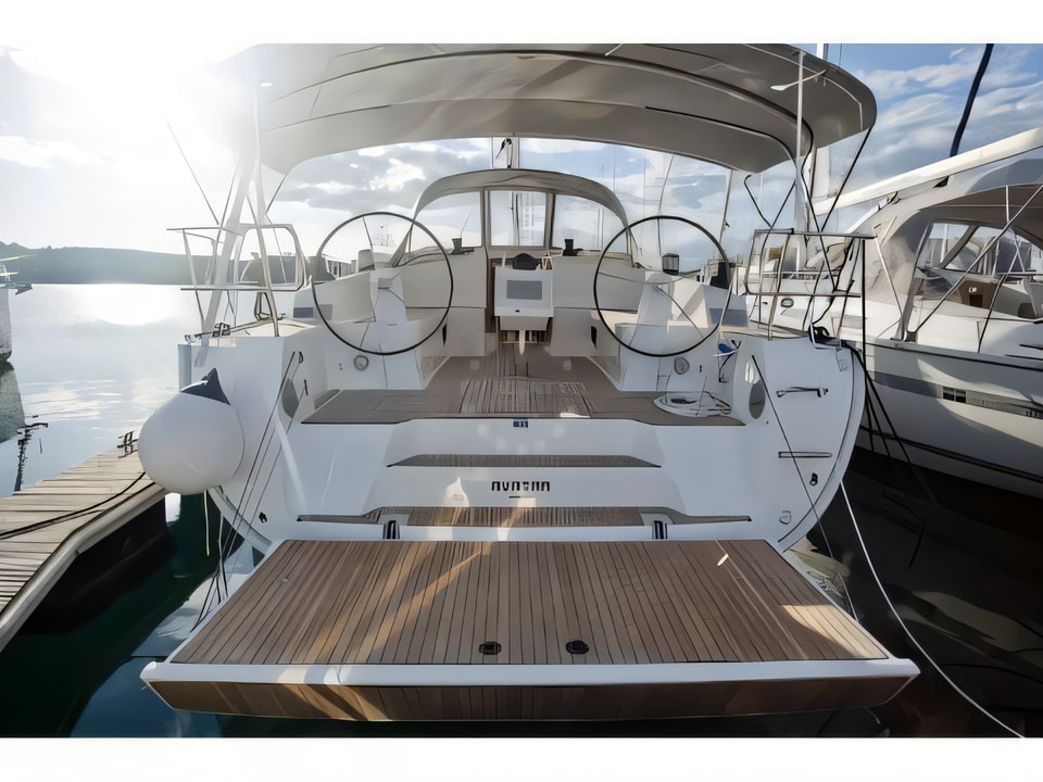Exterior overview of Bavaria 46 Cruiser sail boat for charter from Sibenik Marina Mandalina in the Sibenik sailing area Croatia