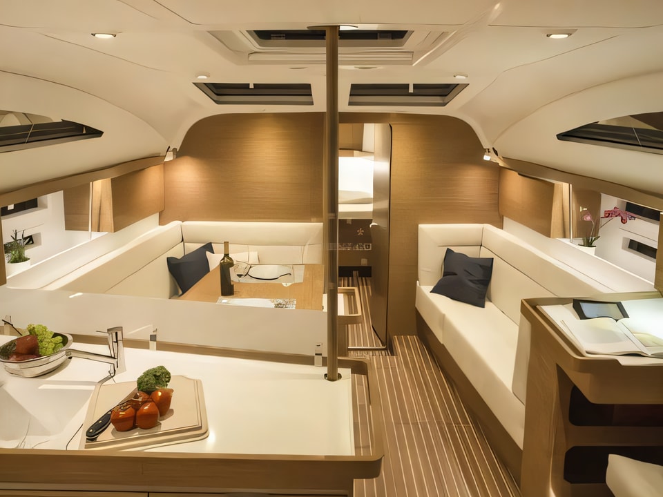 Interior of Elan 45 Impression sail boat with 4 cabins Croatia yacht charter