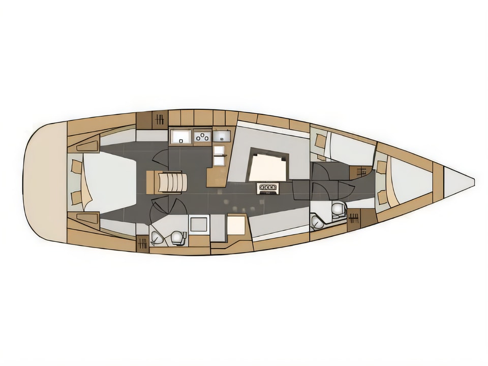 Layout of Elan 45 Impression sail boat with 4 cabins Croatia yacht charter