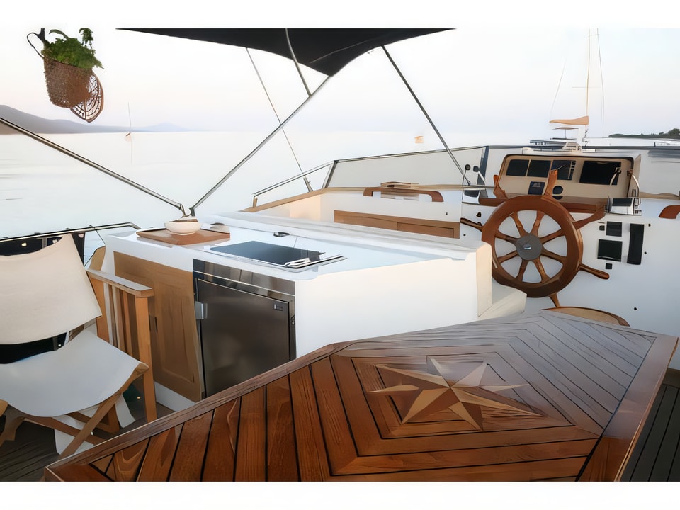 Interior of Hampton 42 motor boat with 3 cabins Croatia yacht charter
