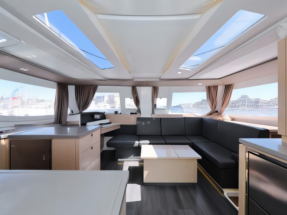 Interior of Helia 44 catamaran with 6 cabins Croatia yacht charter