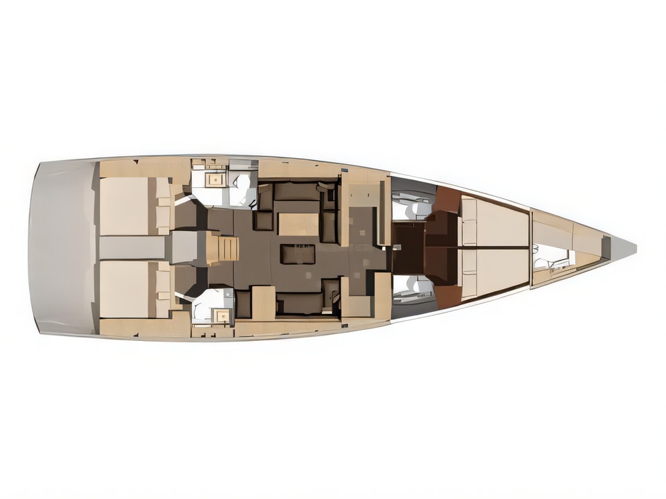 Layout of Dufour 56 Exclusive sail boat with 5 cabins Croatia yacht charter