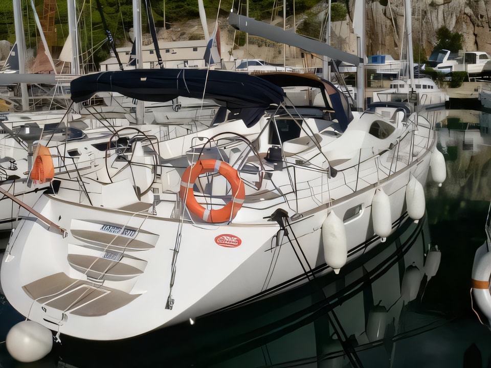 Exterior overview of Sun Odyssey 54 DS sail boat for charter from Vodice ACI Marina in the Sibenik sailing area Croatia