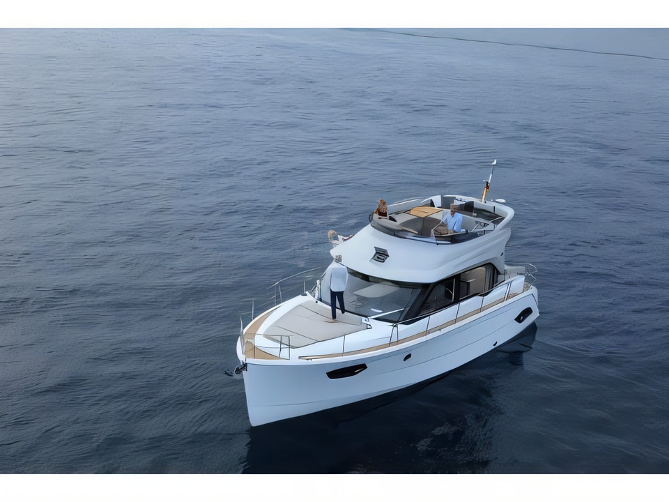 Exterior overview of Bavaria E40 Fly motor boat for charter from Biograd Kornati in the Zadar sailing area Croatia