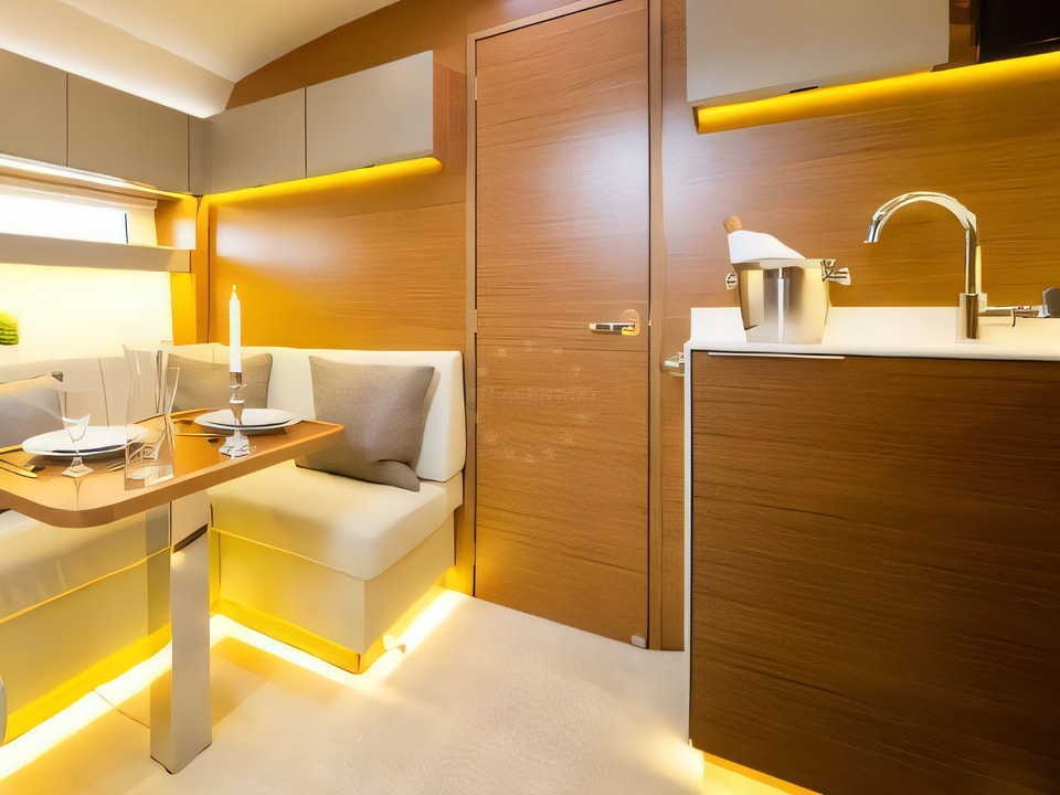 Interior of Bavaria S40 OPEN motoryacht with 2 cabins Croatia yacht charter