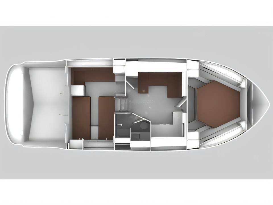 Layout of Bavaria S40 OPEN motoryacht with 2 cabins Croatia yacht charter