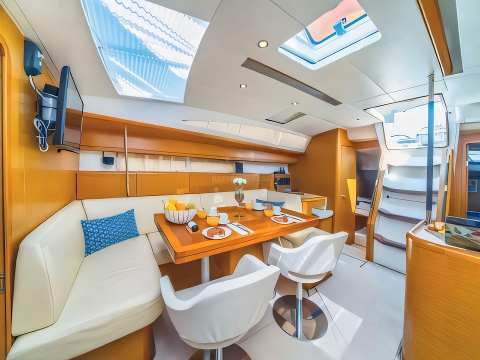 Interior of Jeanneau 53 sail boat with 5 cabins Croatia yacht charter
