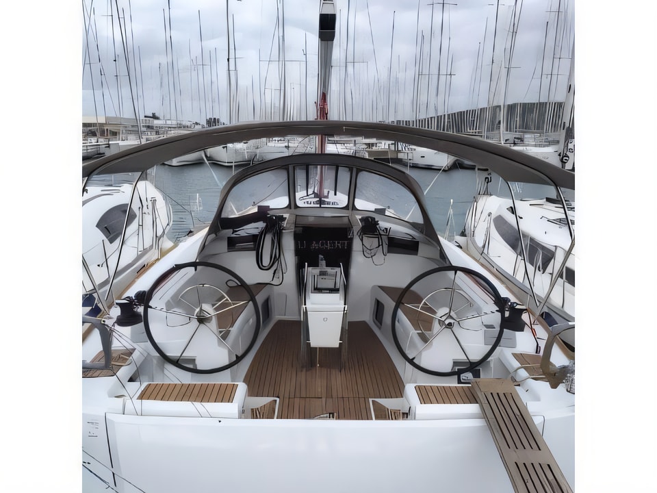 Exterior overview of Sun Odyssey 449 sail boat for charter from Sukosan Marina Dalmacija in the Zadar sailing area Croatia