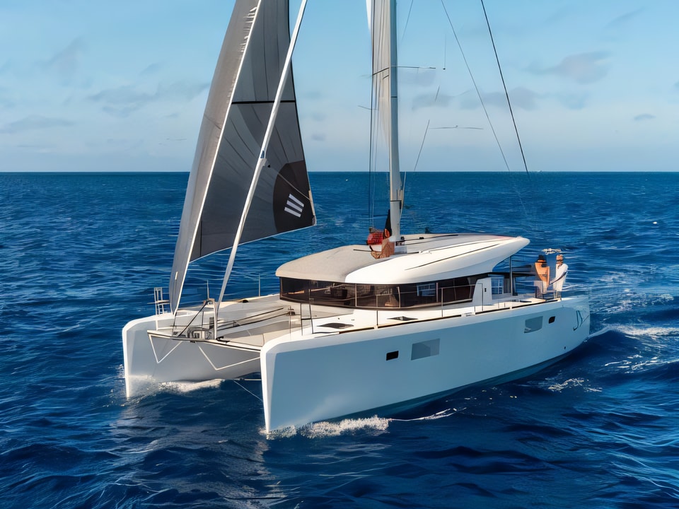 Exterior overview of Lagoon 39 catamaran for charter from Sibenik Marina Mandalina in the Sibenik sailing area Croatia