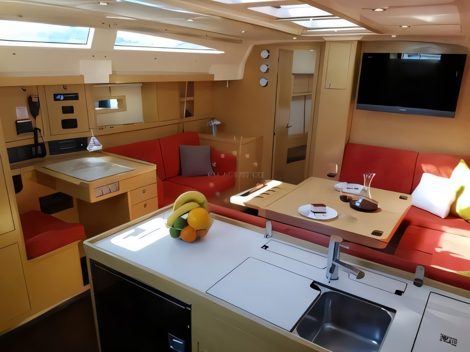 Interior of Elan 450 Performance sail boat with 3 cabins Croatia yacht charter