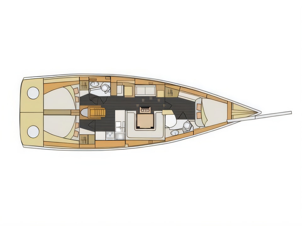 Layout of Elan 450 Performance sail boat with 3 cabins Croatia yacht charter