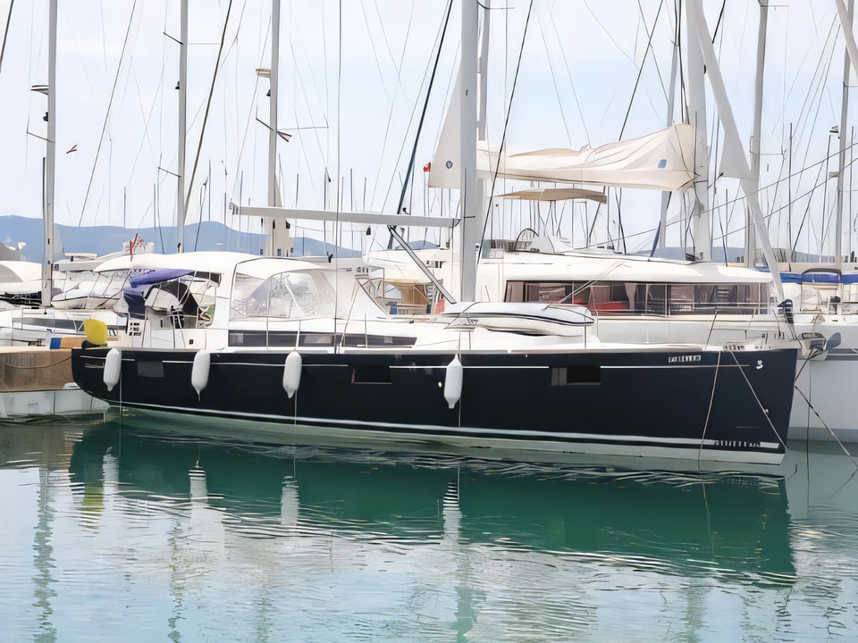 Exterior overview of Oceanis 48 sail boat for charter from Sukosan Marina Dalmacija in the Zadar sailing area Croatia