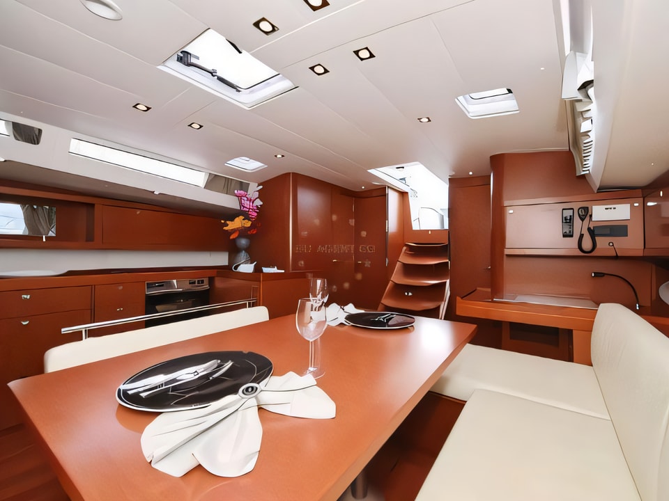Interior of Oceanis 48 sail boat with 5 cabins Croatia yacht charter