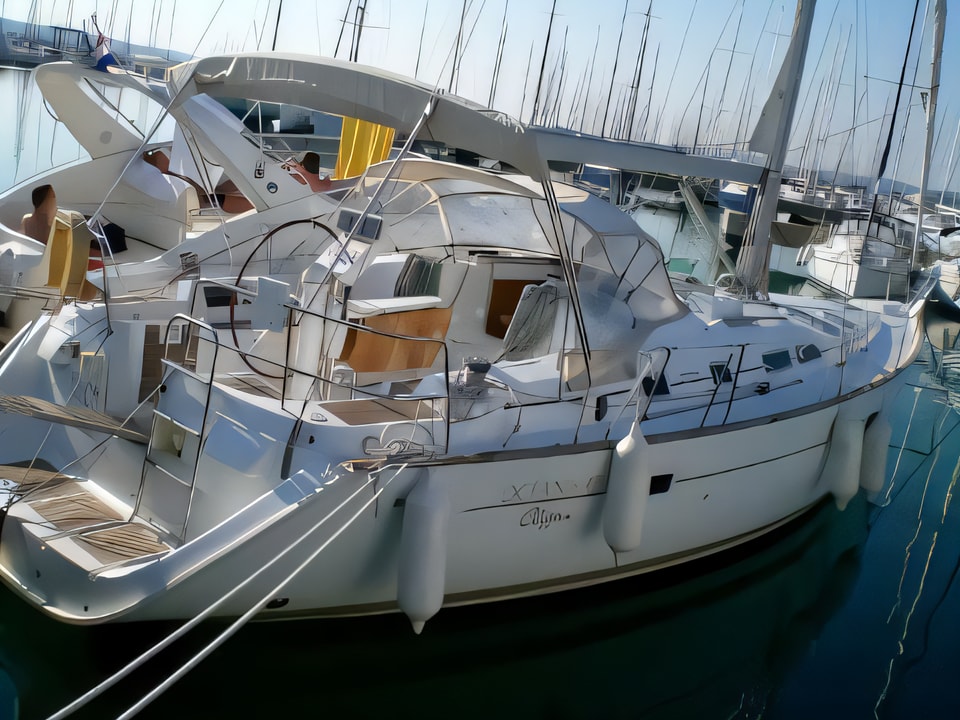 Exterior overview of Oceanis 423 CE13 sail boat for charter from Sibenik Marina Mandalina in the Sibenik sailing area Croatia