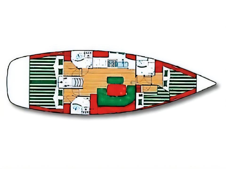 Layout of Oceanis 423 CE13 sail boat with 4 cabins Croatia yacht charter