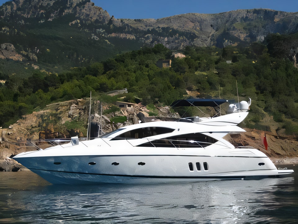 Exterior overview of Sunseeker Manhattan 60 motoryacht for charter from Sibenik Marina Mandalina in the Sibenik sailing area Croatia