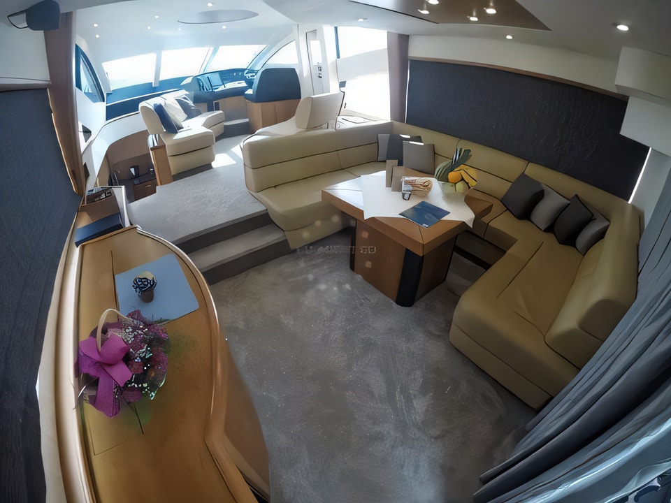 Interior of Sunseeker Manhattan 60 motoryacht with 3 cabins Croatia yacht charter