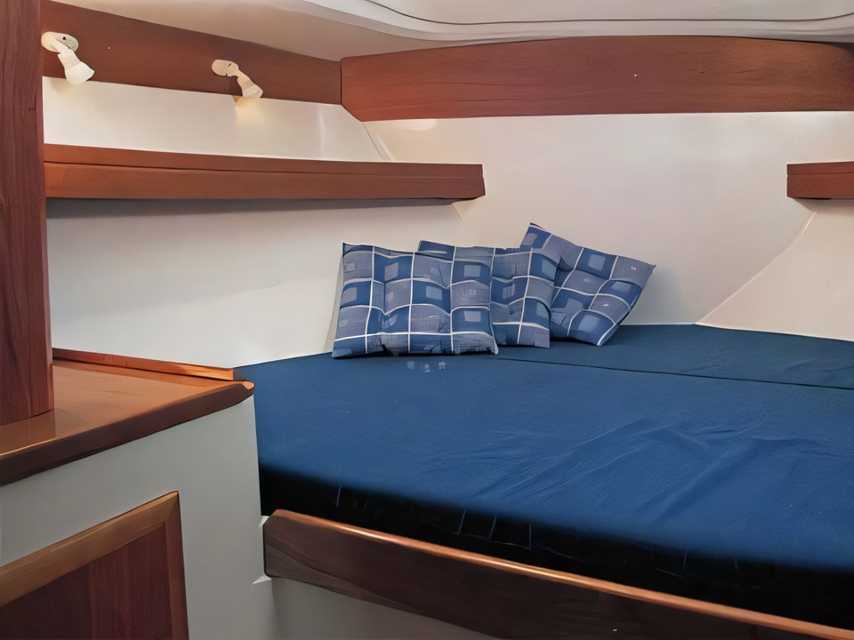 Interior of Vektor 950 motor boat with 2 cabins Croatia yacht charter