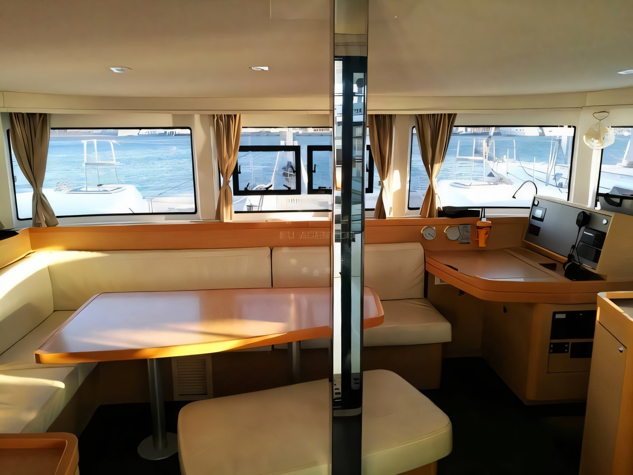 Layout of Lagoon 42 catamaran with 4 cabins Croatia yacht charter
