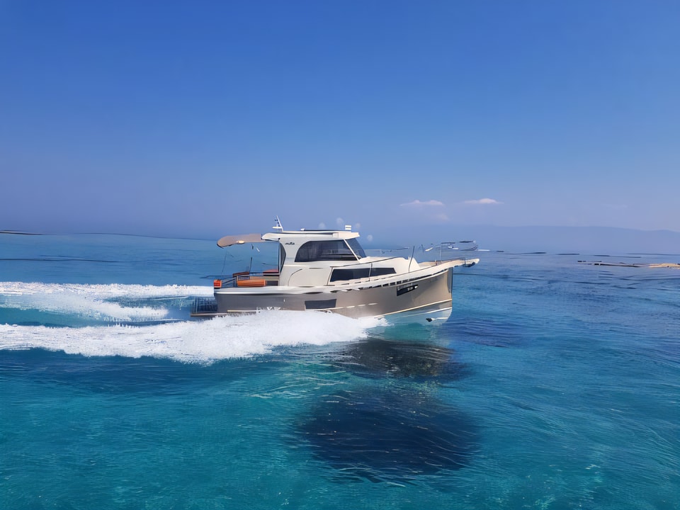 Layout of Leidi 800 motor boat with 2 cabins Croatia yacht charter