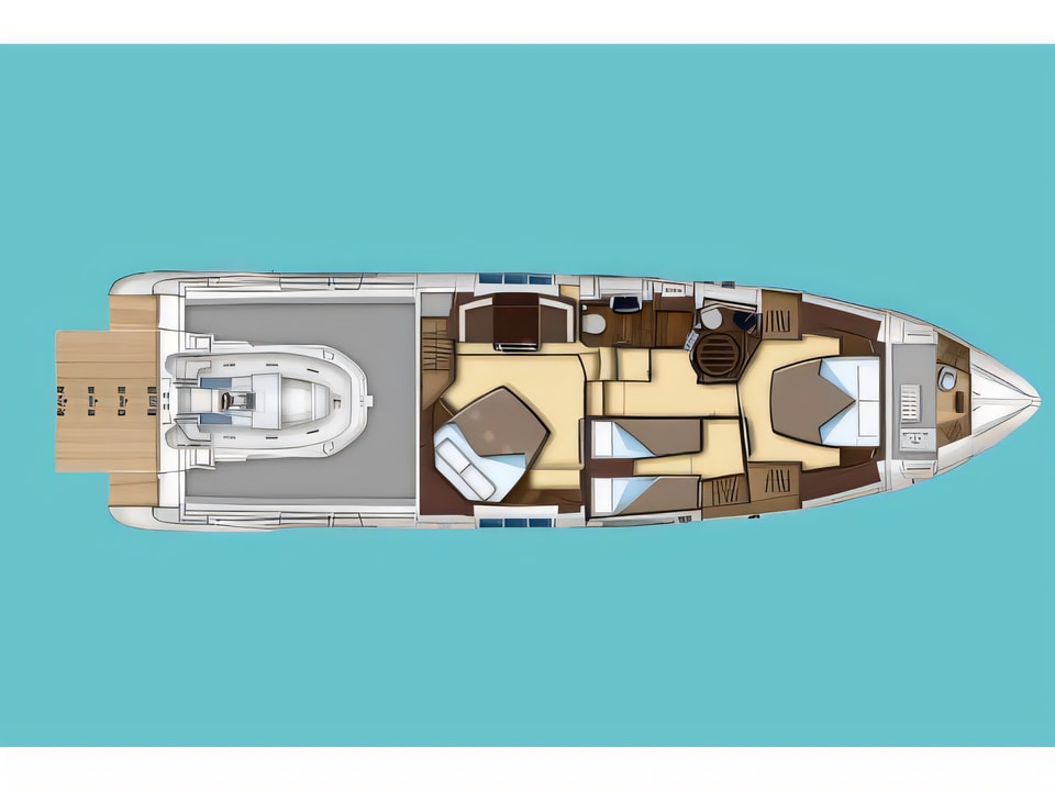 Layout of Azimut 55 S motoryacht with 4 cabins Croatia yacht charter