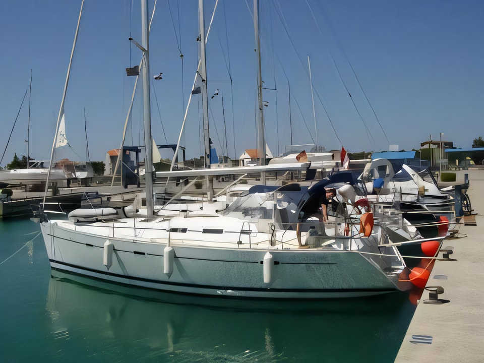 Exterior overview of Oceanis 393 C sail boat for charter from Sibenik Marina Mandalina in the Sibenik sailing area Croatia