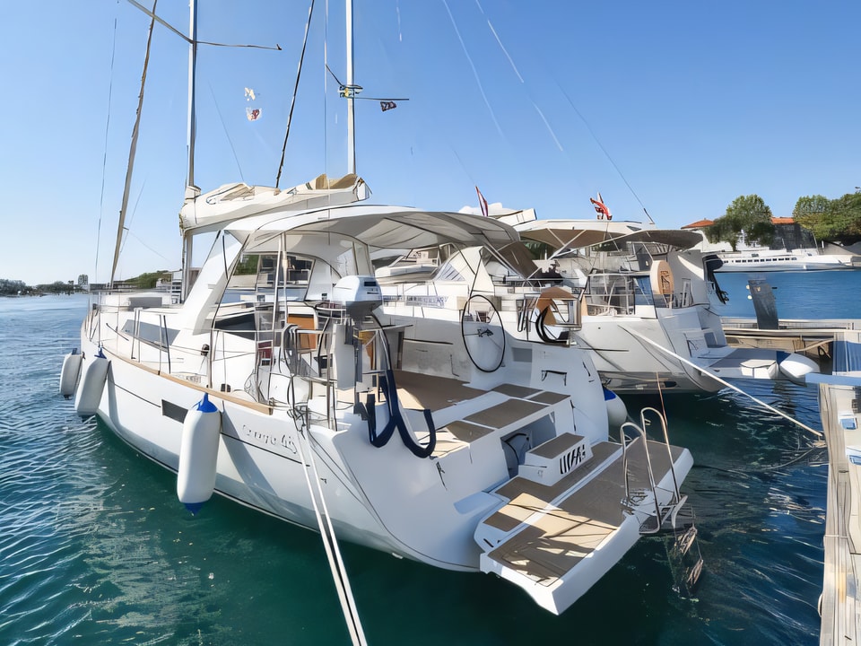 Exterior overview of Oceanis 45 sail boat for charter from Zadar Marina Zadar in the Zadar sailing area Croatia