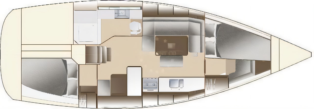 Interior of Dufour 380 / 2 cbs sail boat with 2 cabins Croatia yacht charter