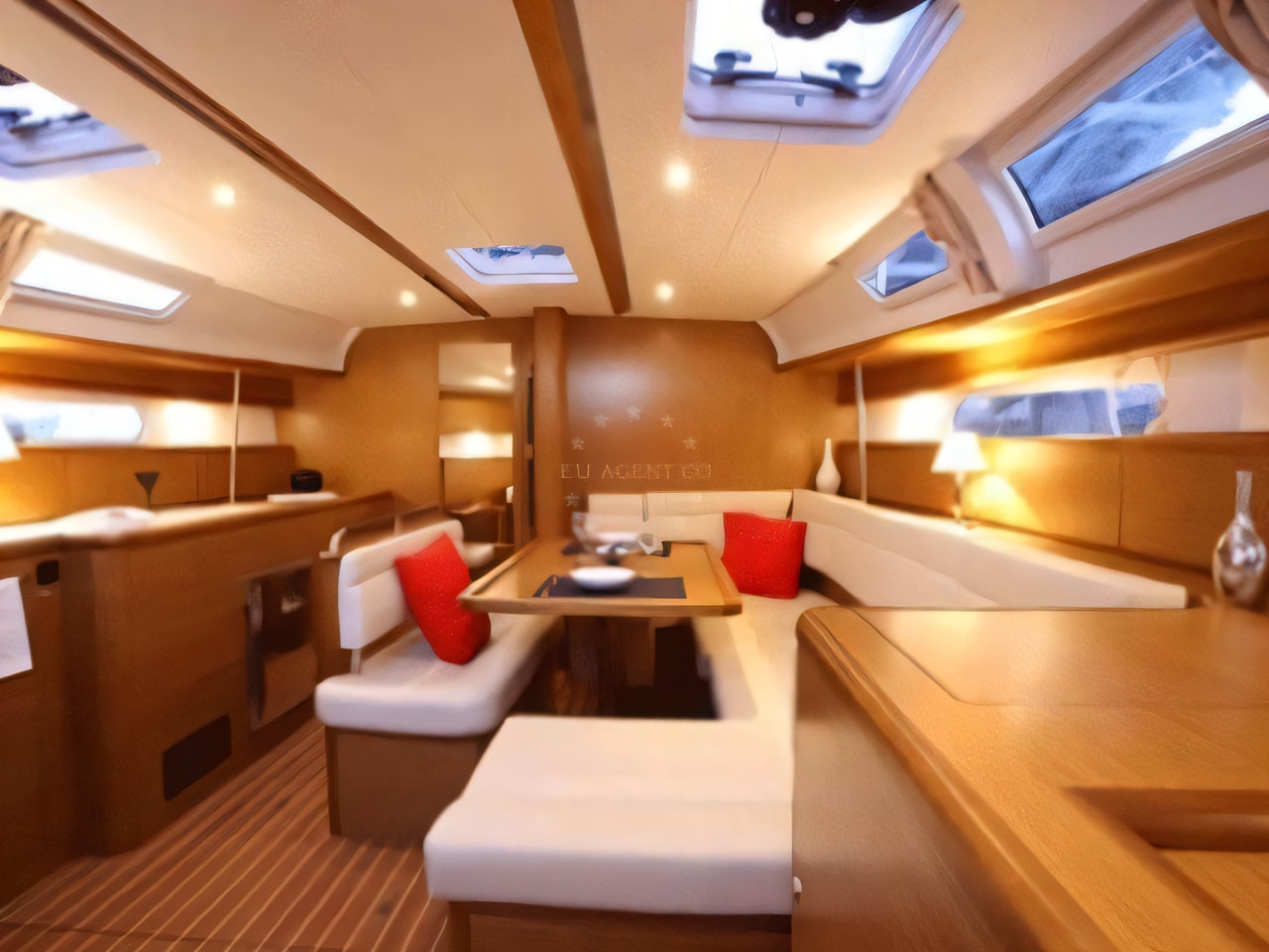 Layout of Sun Odyssey 44i sail boat with 4 cabins Croatia yacht charter