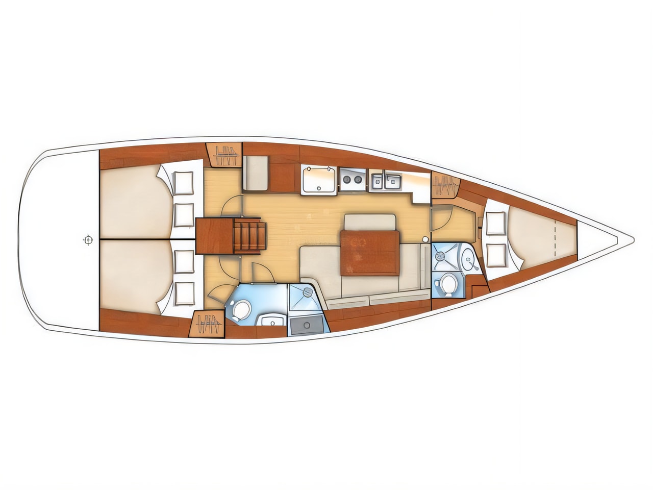 Interior of Oceanis 40 sail boat with 3 cabins Croatia yacht charter